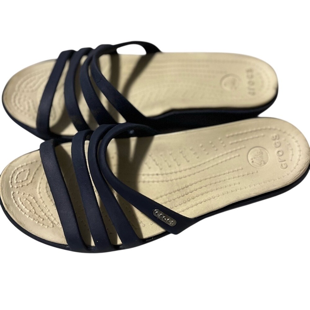 CROCS Rhonda Navy Wedge Sliders size 9‎
